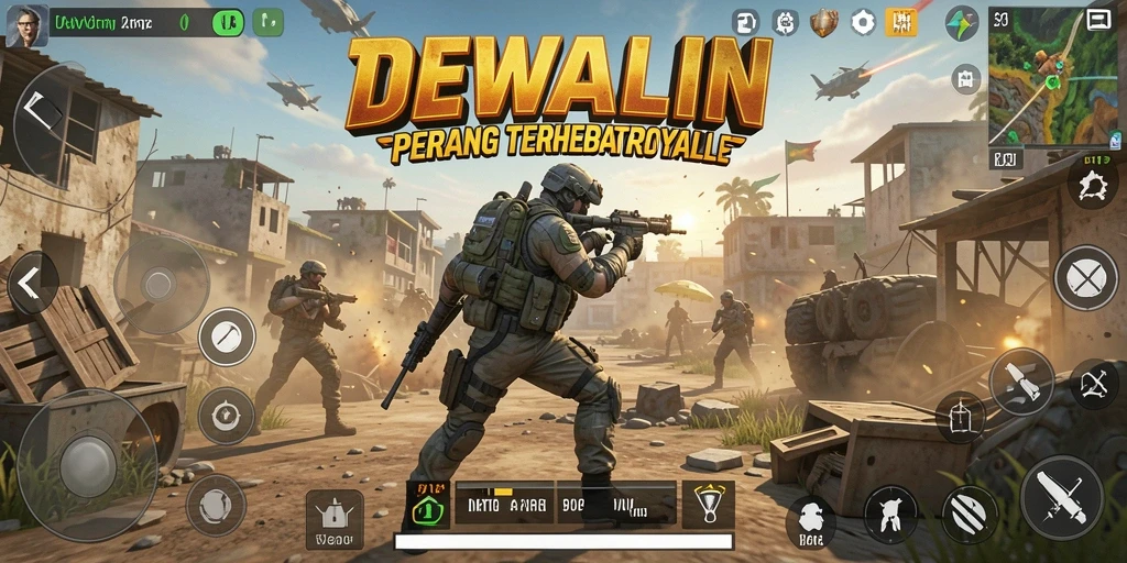Screenshot gameplay DEWALIN yang menampilkan aksi Battle Royale mendebarkan.