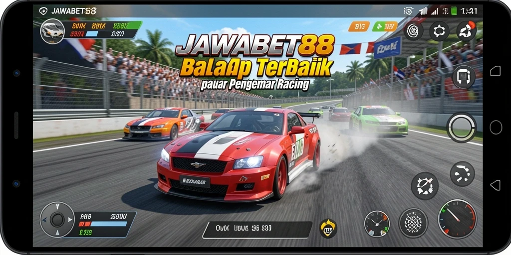 Screenshot JAWABET88 menampilkan aksi balap yang mendebarkan.