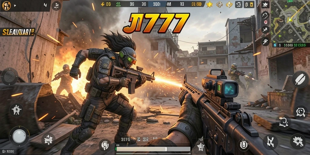 Gameplay JT777 yang seru dan mendebarkan di arena pertempuran FPS.