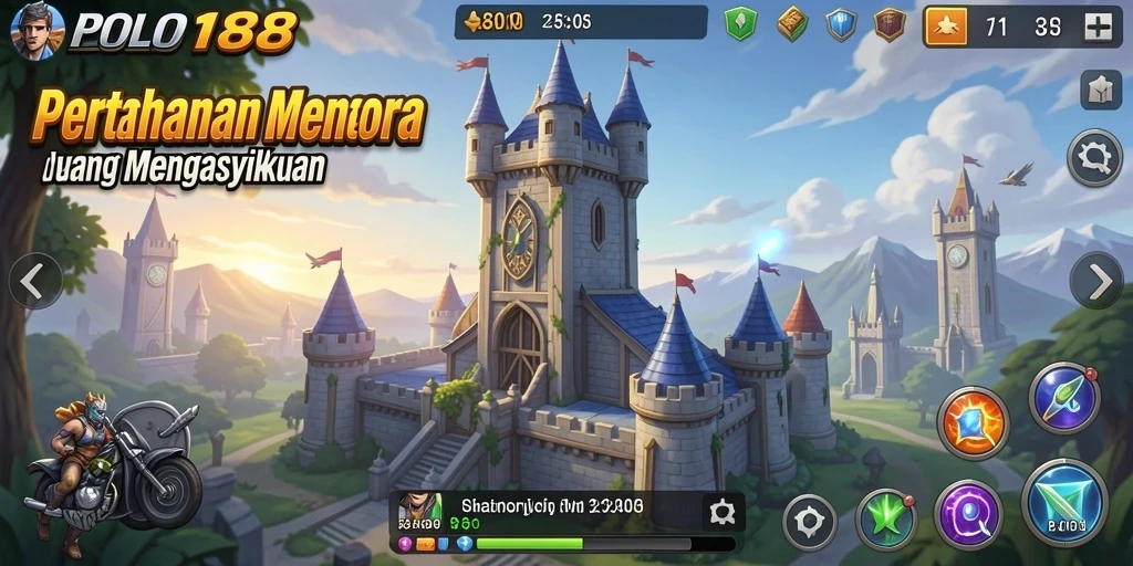 Tangkapan layar gameplay POLO188 menampilkan aksi menara pertahanan yang mendebarkan.