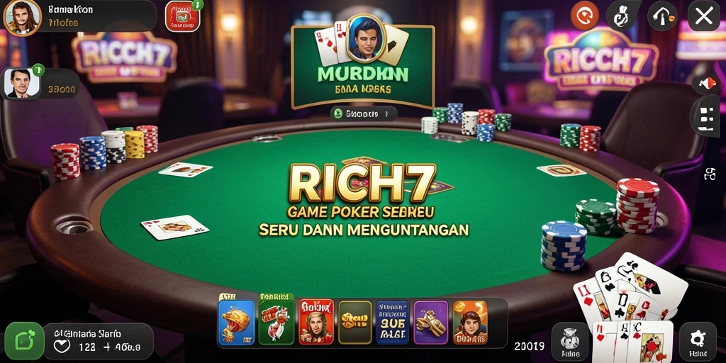 Screenshot RICH7 menampilkan aksi seru dalam permainan Poker.