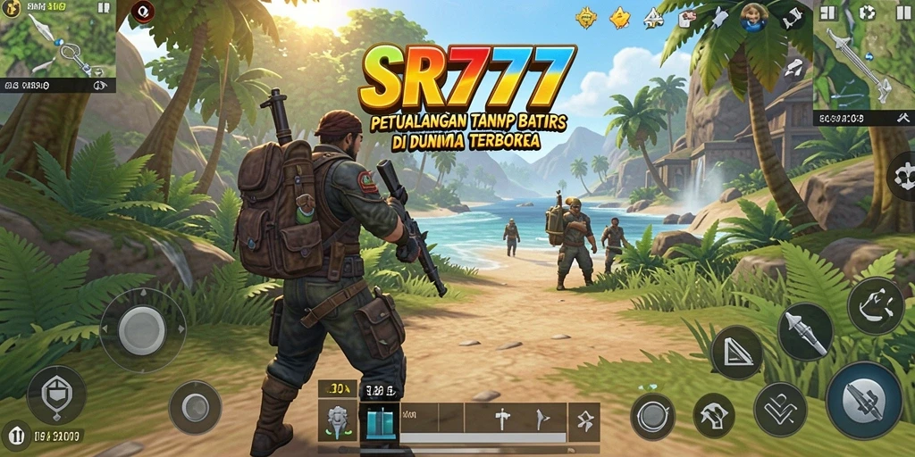 Tangkapan layar gameplay SR777 yang menampilkan dunia terbuka yang luas.