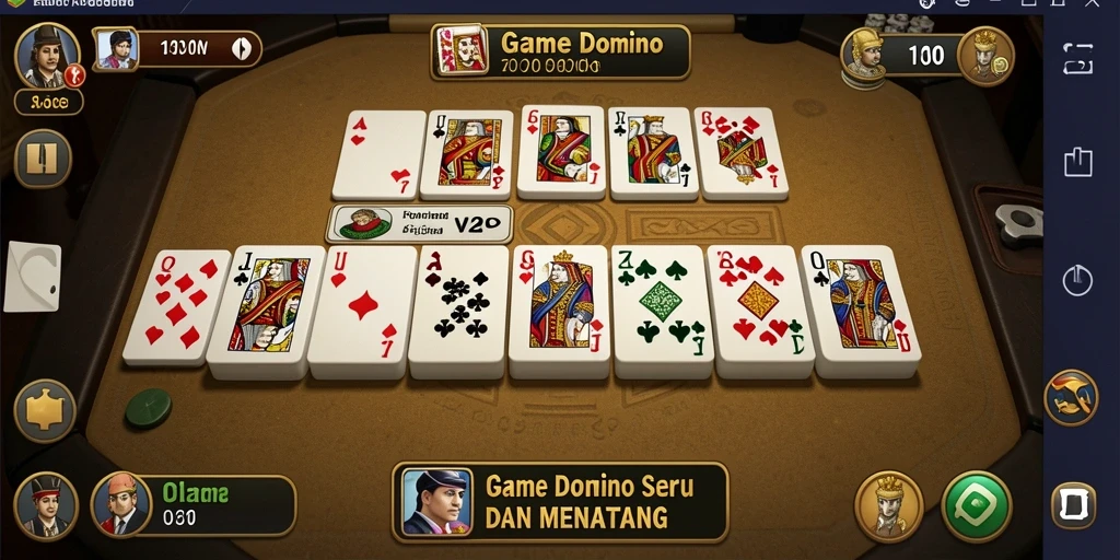Tangkapan layar gameplay V21 yang menampilkan interaksi seru dalam permainan Domino.